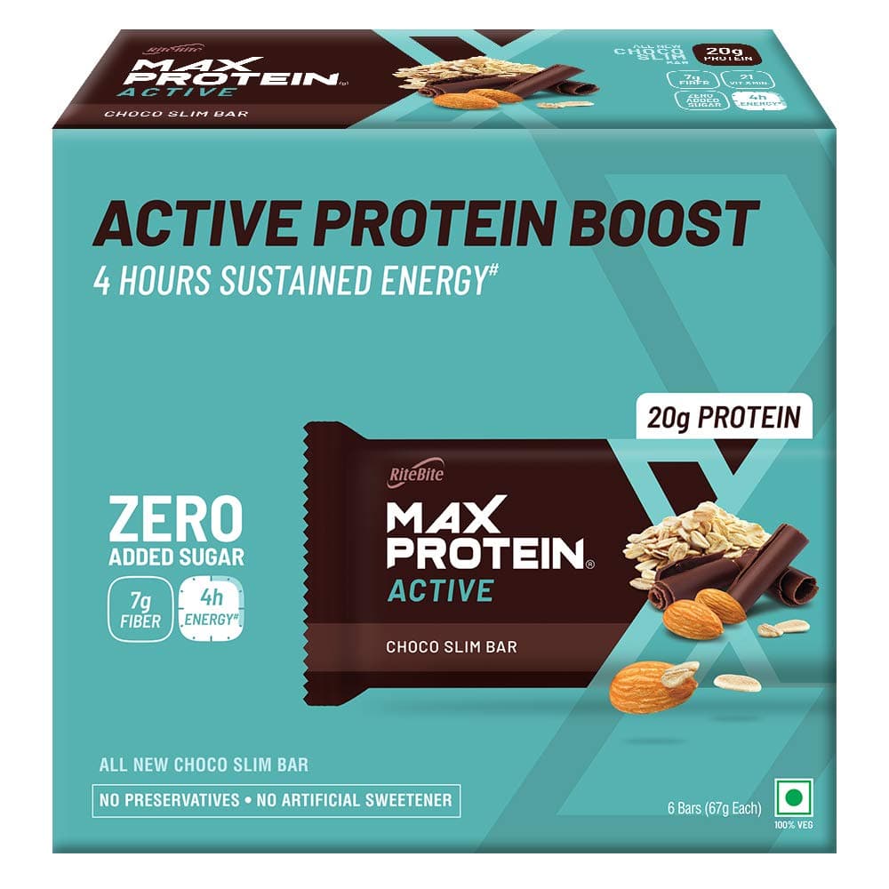 RiteBite Max Protein Active Choco Slim Bars 402g Pack of 6 (67g x 6)