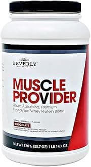 Beverly International Muscle Provider, 30 Servings, Chocolate. Super-Fast-Absorbing Whey Protein Powder for Recovery, Lean Muscle. Fills Your Muscles, not Your Stomach. Tastes Like ice Cream