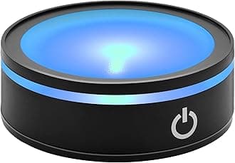 IFOLAINA LED Light Base Display Stand for Crystal 3D Photo Glass Art Tumbler RGB Multicolor Lighting Round Black Pedestal