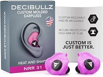 Custom Molded Earplugs, 31dB Highest NRR, Comfortable Hearing Protection for Shooting, Travel, Swimming, Work and Concerts (Pink)