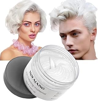 Temporary Hair Color Wax Dye,Hair Spray Color, Natural Hair Wax Color, Kids Temporay Hair Wax Dye Ash for Halloween Cosplay,Party,Masquerade (White, 120g)