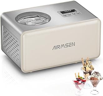 AIRMSEN Ice Cream Maker - Electric Self-cooling, 2.1 Qt, White, Automatic, No Pre-cooling Required