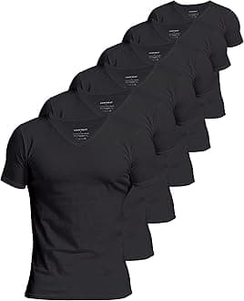 Comfneat Men's 4 or 6-Pack Undershirts 100 Percent Cotton Comfy V-Neck T-Shirts