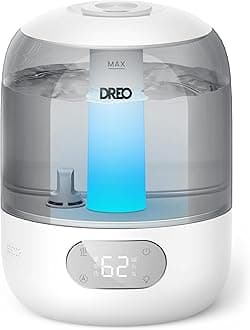 Humidifier for Bedroom with Sensor, 26dB Quiet Cool Mist Ultrasonic Humidifiers for Home, 360° Nozzle, 30H Runtime, Ambient Light Indicator, Essential Oil Diffuser, Room, Plants, Nursery, Grey
