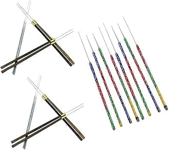 Embroiderymaterial Aari Embroidery Needles Combo Pack (20 Pieces) – Bead, Sequin, Thread & Wire Embroidery Needles with Wooden, Iron & Thread-Wrapped Handles for Aari, Beading, Jewelry Making