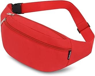 Bumbags and Fanny Packs for Men Women Hiking Running Travel Waterproof Waist Bag Walking Dog Outdoor Sport for Ladies Boys Red
