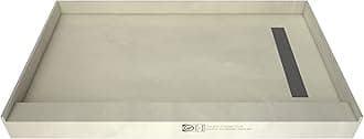 Tile Redi RT3672R-PVC-TBN Shower Pan with Right Drain- Single Curb Shower Base, 2" PVC Drain, and Grate Included, 72" Width x 36" Depth