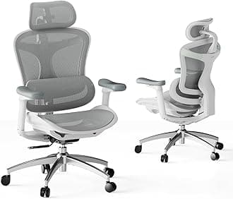 Doro C300 Ergonomic Office Chair with Ultra Soft 3D Armrests, Dynamic Lumbar Support for Home Office Chair, Adjustable Backrest Desk Chair (White)