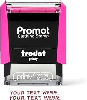 Promot Clothing Stamp - Self Inking Name Stamp for Personalized Shirt, School Uniform, Camp, Custom Labels, Return Addresses, and More - Up to 2 Lines of Text, Approximately 16 Characters Per Line