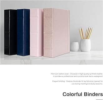 Ospelelf Vintage Hardcover 3 Ring 2 inch Leather Binder, Professional Binders Organizer Suitable for Letter Size Documents, Binder Dividers with Tabs, Black