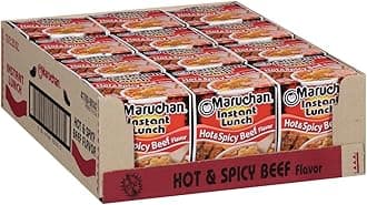 Maruchan Instant Lunch Hot & Spicy Beef, Ramen Noodle Soup, Microwaveable Meal, 2.25 Oz, 12 Count