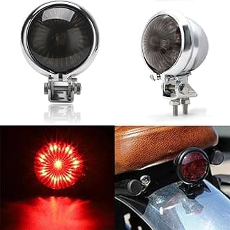 Motorcycle Tail Light LED Retro Red Brake Light Rear Brake Tail Light for ATV Cafe Racer Bobber Chopper cruiser Stop Light (Silver Black)