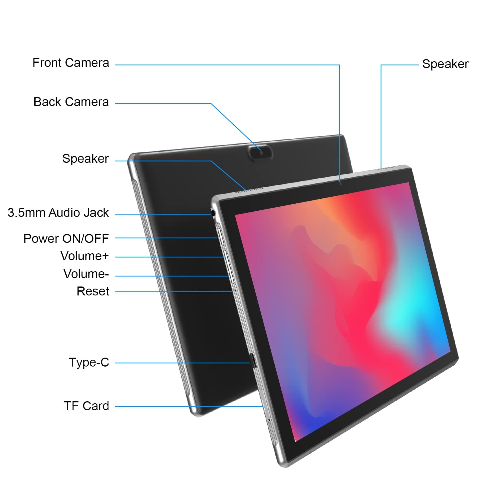 10 Inch Tablet Android Tablets 10" Tableta Computer with 32GB ROM 2GB RAM Supports 1TB Expansion 2MP+8MP Camera WiFi BT 10.1 in HD Display Tab, 6000mAh Long Battery Life Tablet PC.
