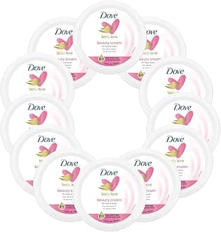 DoveNourishing Body Care, Face, Hand, and Body Beauty Cream for Normal to Dry Skin Lotion for Women with 24-Hour Moisturization, 12-Pack, 5.07 Oz Each, Jar