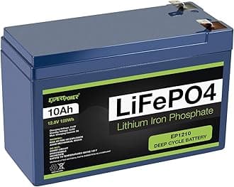 ExpertPower 12V 10Ah Lithium LiFePO4 Deep Cycle Rechargeable Battery | 2500-7000 Life Cycles & 10-Year lifetime | Built-in BMS
