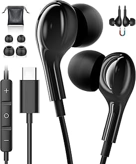 USB C Headphones for Samsung Galaxy S26 Ultra S24 S25 iPhone 17 USB C Earphones Wired Earbuds Type C Headphones with Mic HiFi Type C Earphones for iPhone 16 Samsung S23 S24 S25 FE A56 A17 A16 iPad 10