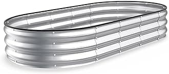 Raised Garden Bed, 6x3x1 FT Galvanized Steel Metal Raised Garden Bed, Oval Open-Bottom Design, 12-Inch Deep for Outdoor Vegetable & Herb Gardening, Silver