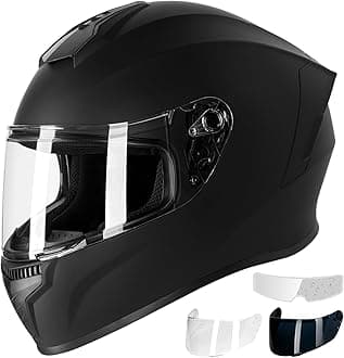 Favoto Full Face Motorcycle Helmet DOT Approved, Cascos para Motos Snowmobile Dirt Bike Helmet for Adults Men Women, Anti-Fog Film Included, Black, XXL