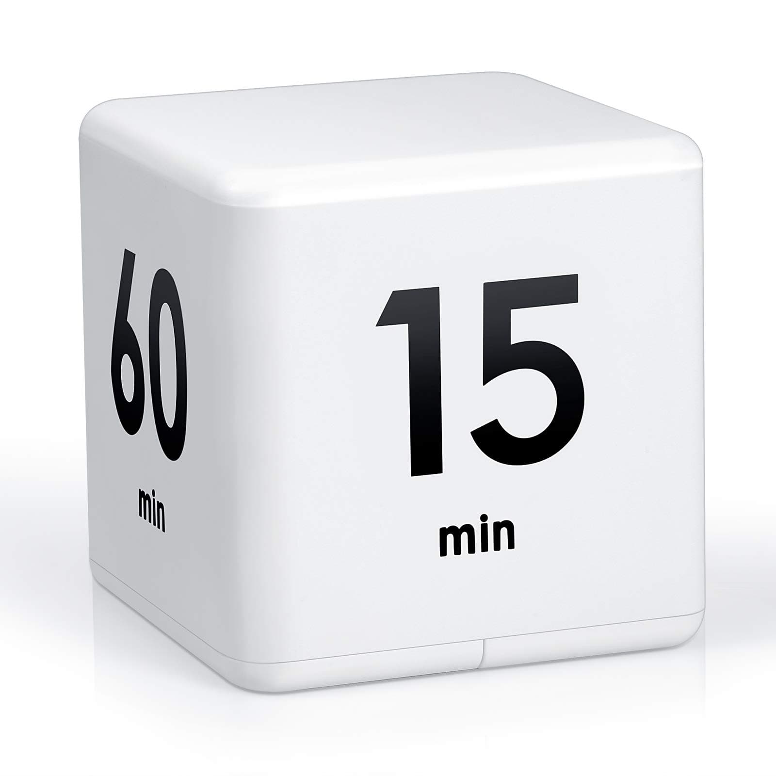 Weewooday Cube Timer Productivity Flip Timer for ADHD Block Gravity Sensor Kitchen Desk Study Time Countdown Learning Management Workout Classroom Gift 15 20 30 60 Minutes 2.6 Inch(White)