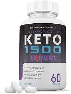 Advanced Keto 1500 Extreme Pills 1675MG New & Improved Formula Contains Apple Cider Vinegar Extra Virgin Olive Oil Powder Green Tea Leaf 60 Capsules