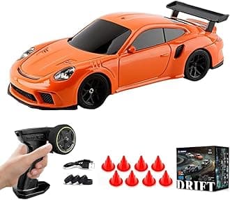 1/43 Scale Mini Drift Cars, Electric Full Proportional 2.4G Remote Control Racing Drift Car Model with Lights Kit, 15KM/H High Speed Vehicle Gift for Adults