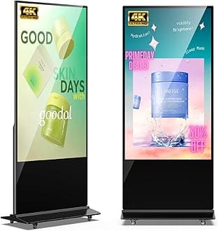 65 Inch 4K Digital Signage Display, Indoor Floor Standing Advertising Display Kiosk Android System,Commercial LCD Totem Support HDMI-in,Free Customization Stickers and Lifetime CMS System(Black)