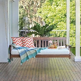 Solid Wood 2 Seater Rope Swing Chair | Wooden Hammock Swing Sofa with Rope & Complete Accessories for Living Room, Indoor, Outdoor, Balcony & Garden | House Big Swings Jhula | Teak Brown