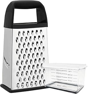 XL4-Sided Cheese Grater for Kitchen With Container- 100% BPA-Free Stainless Steel Vegetable Box Grater-Parmesan Shredder-Slip Resistant Handle-Dishwasher Safe Zester Gifts for Chef - Black