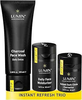 Lumin Skin Care Set Routine for Men - Burnout Buster Trio - Men's Facial Care Kit, Men's Skincare Routine For Dry Skin & Dark Circles, 2 Month Supply