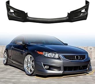 Front Bumper Lip Spoiler Compatible with 2008-2012 Honda Accord Coupe, PU Unpainted Black HF-P Style Add-on Front Splitter Air Dam Chin Protector