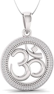 LMDLACHAMAOm God Pendant American Diamond Silver For Men And Women's