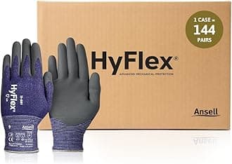 Ansell HyFlex 11-561 Mechanical Ultra-Light Work Gloves for Automotive, Machinery, Metal Fabrication, Mining, Oil, and Gas, Size 5, Blue (Pack of 144)