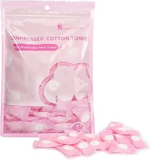 Compressed Towel 100 PCS Mini Tablets Disposable Portable Face Towel Cotton Coin Tissue for Travel, Camping, Hiking, Sport, Beauty Salon, Home Hand Wipes and Other Outdoor Activities (Pink)