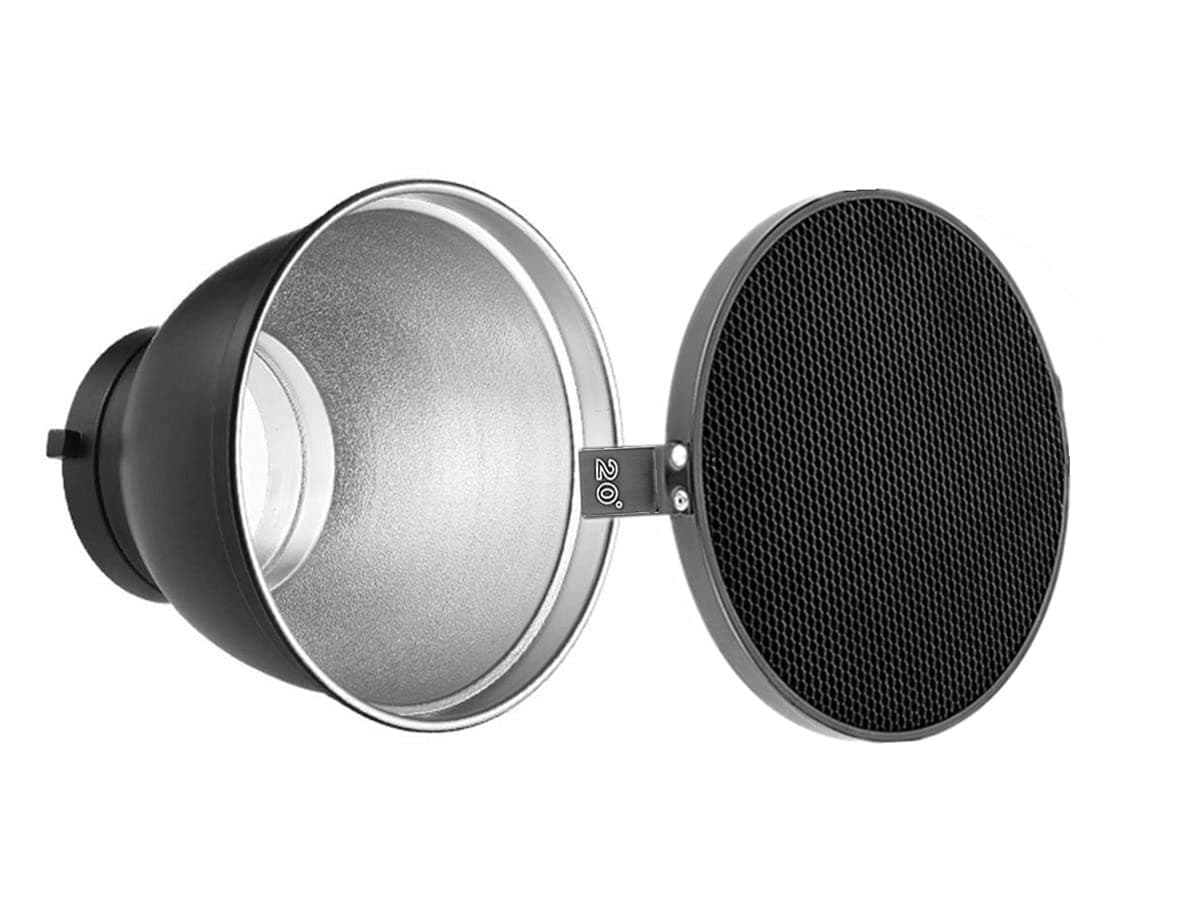 eWINNER 7" Standard Beauty Dish Bowens Mount Flash Reflector Diffuser w/Honeycomb Grid for Bowens Godox YONGNUO Studio strobes Flash Light Speedlite Advertising Wedding Photography (20°)