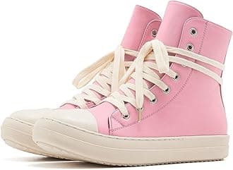 Fashion High Top Sneakers for Women Lace Up Canvas Shoes with Zipper Comfort Platform Walking Shoes