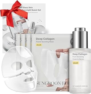 SUNGBOON EDITOR Deep Collagen Boost Set | Collagen Face Mask & Serum for Face, Real collagen 2,160,000ppb, Volufiline, Glass Skin, Skin Elasticity, Volumizing, Korean Skin Care, 37gx4ea & 1.01fl.oz
