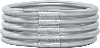 Glitter Jelly Bangle Bracelet Set - Gold Powder Lining Fashion Jewelry - Lightweight Cute Bracelets for Women (5 PCS Silver)