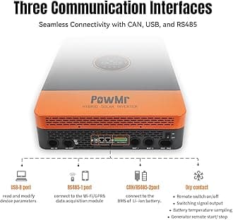 PowMr 10000W Hybrid Solar Inverter, 48V DC to 110V/240V AC Split Phase Inverter with 200A MPPT Controller, Max PV Input 11KW, 500VDC, for Lead Acid Lithium Battery