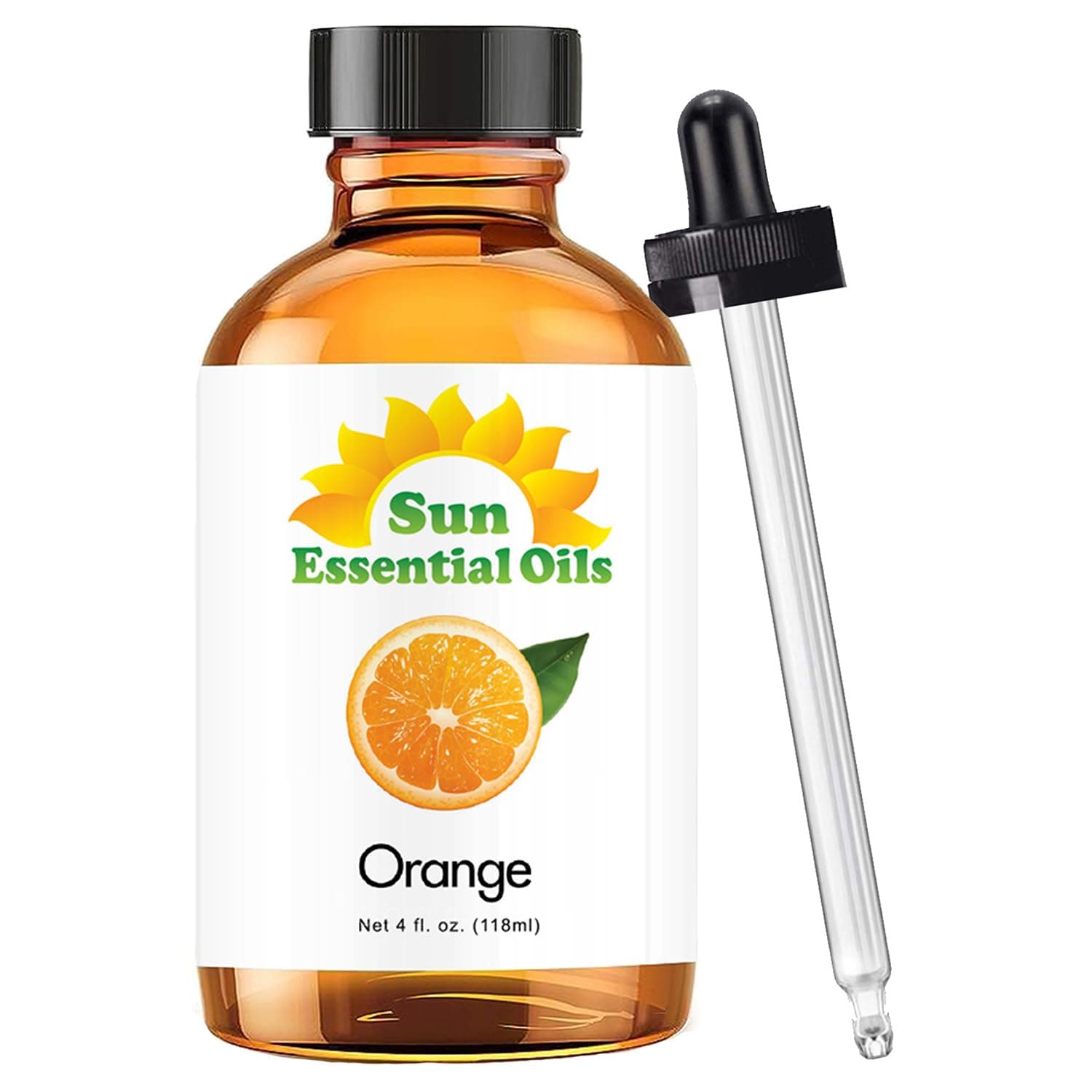 Sweet Orange Essential Oil 4 oz with Dropper for Diffusers, Hair, Skin Care, Aromatherapy Massage, Candle, Soap, Lotion & Cleaning Products Making, Citrus Scent for Home