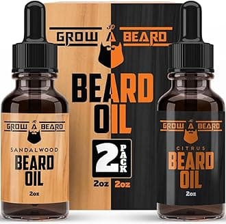 Beard Oil for Men, 2oz Sandalwood & 2oz Citrus Scent, with Jojoba & Argan Oil, Beard Moisturizer, Softener, & Conditioner, All Natural, (2 Pack)