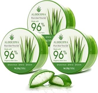 ALODERMA Organic Pure Aloe Vera Gel, 3-Pack, Made with 96% USDA Organic Certified Aloe Vera within 12 Hours of Harvest (200g, 7.0 oz), Suitable for All Skin Types – No Sticky Residue – Eco-Friendly