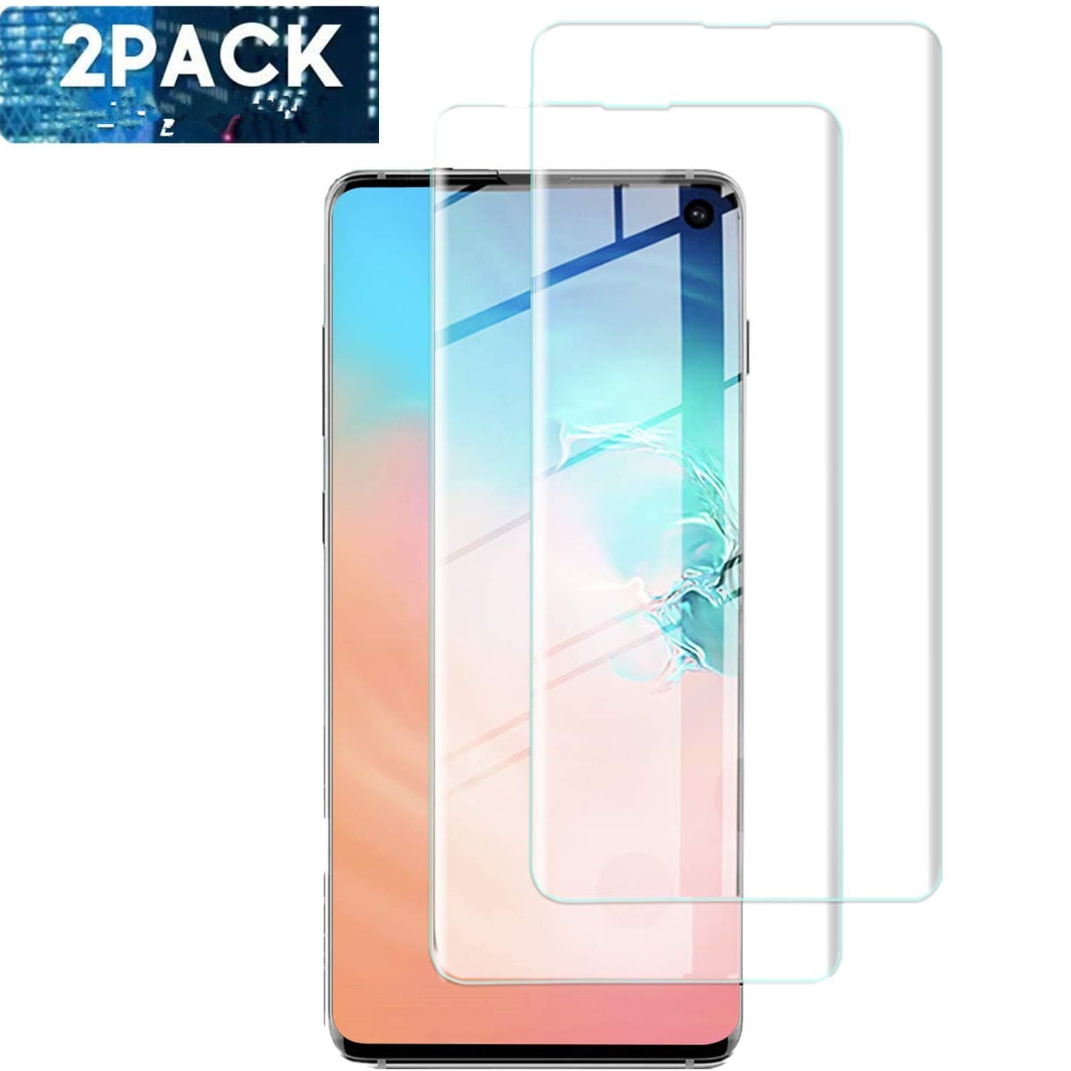 Galaxy S10 Plus Screen Protector, [2 - Pack] Half Screen Tempered Glass Screen Protector [Case Friendly] [Anti-Scratch][Anti-Fingerprint][Bubble Free] Compatible Samsung Galaxy S10 Plus (6.4 inch)