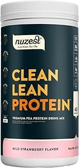 Wild Strawberry Clean Lean Protein - Premium Vegan Protein Powder, Plant Protein Powder, European Golden Pea Protein, Dairy Free, Gluten Free, GMO Free, Naturally Sweetened, 40 SRV, 2.2 lb