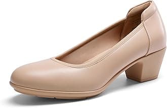 DREAM PAIRS Women's Low Chunky Heels Comfortable Block Work Pumps Closed Round Toe Dress Shoes for Office Business