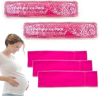 Reusable perineal ice packs for pain relief after childbirth and hemorrhoids, hot and cold pack for women postpartum, 2 ice packs and 3 covers, Pink