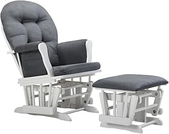 Angel Line Windsor Glider and Ottoman Cushion, White/Dark Gray