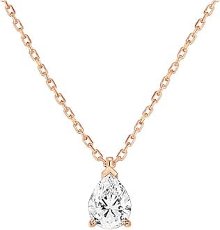 14K Gold Plated Cubic Zirconia Diamond Pendant Necklace for Women | Adjustable Slider