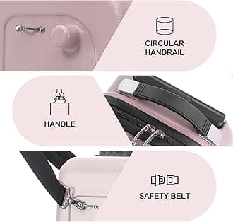 Apelila 22 Inch Ride on Suitcase for Kids, Travel Luggage with Spinner Wheels for Child Travelling Stroller with Combination Lock/Safety Belt/Telescoping Handle (Pink)