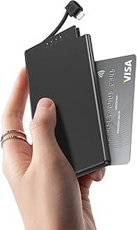Power Bank with built-in Charging Cable, 5000mAh Ultra Slim and Super Lightweight Portable Charger Small External Battery, Compatible with iphone(Excluding iPhone 15 series)
