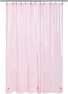 Barossa Design Extra Long Shower Curtain Liner with 3 Magnets, XL Size, Waterproof, PEVA, Lightweight, for Bathroom, PVC-Free, Metal Grommets, 72 x 84 Inch, Transparent Pink